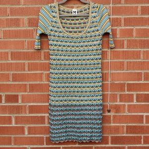 M Missoni 2/3 sleeve scoop neck dress